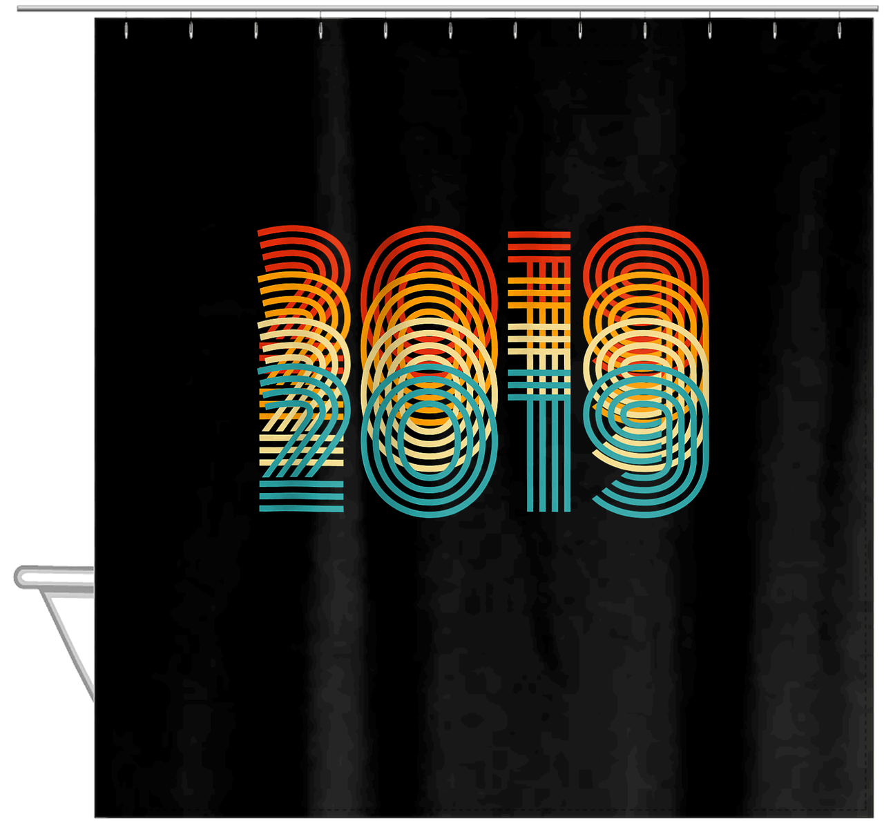 Retro Shower Curtain - 2019 - Hanging View