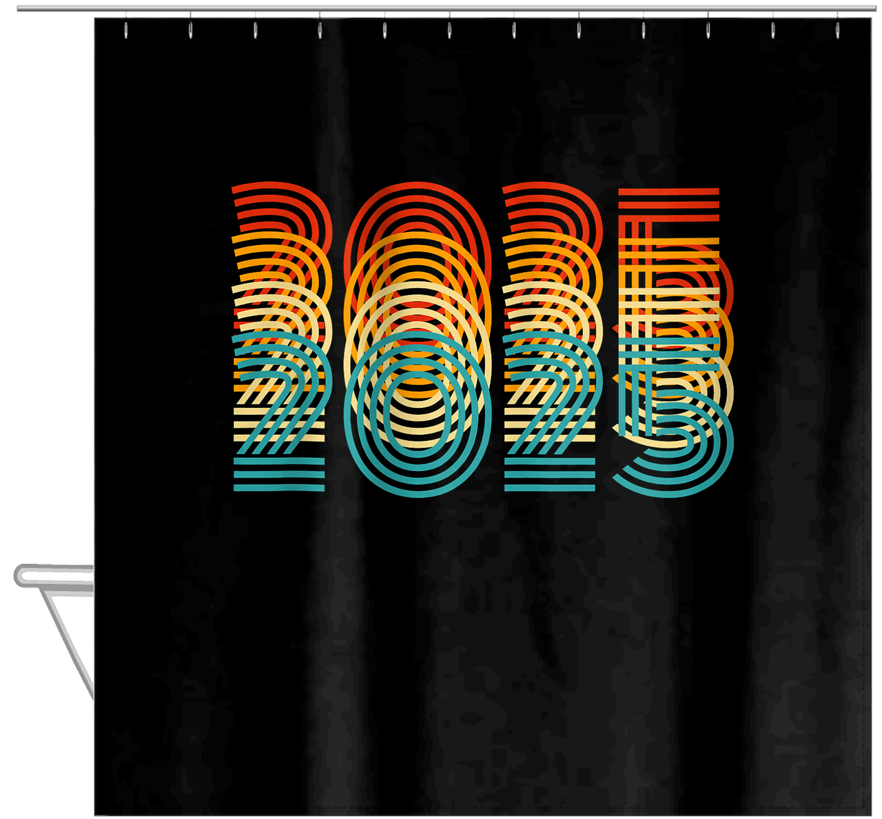 Retro Shower Curtain - 2025 - Hanging View