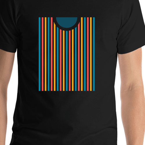 Retro T-Shirt - Black - Stripes - Shirt Close-Up View