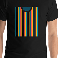 Thumbnail for Retro T-Shirt - Black - Stripes - Shirt Close-Up View