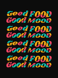 Thumbnail for Retro T-Shirt - Black - Good Food Good Mood - Decorate View