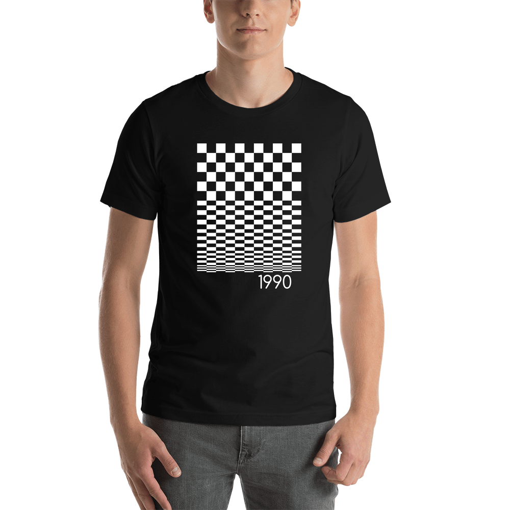 Personalized Retro T-Shirt - Black - Checkered - Shirt View