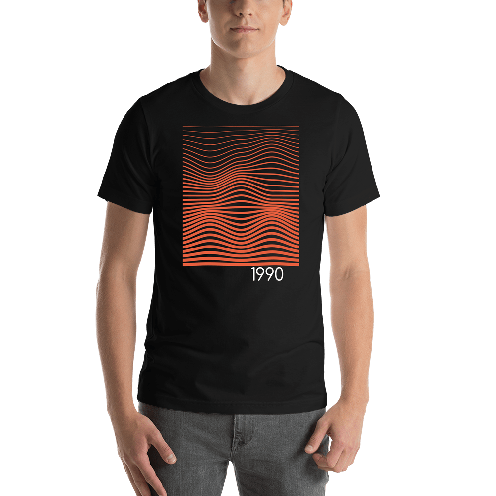 Personalized Retro T-Shirt - Black - Waves - Shirt View