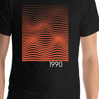 Thumbnail for Personalized Retro T-Shirt - Black - Waves - Shirt Close-Up View