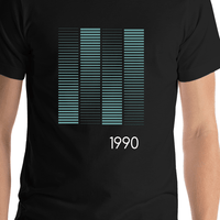 Thumbnail for Personalized Retro T-Shirt - Black - Lines - Shirt Close-Up View
