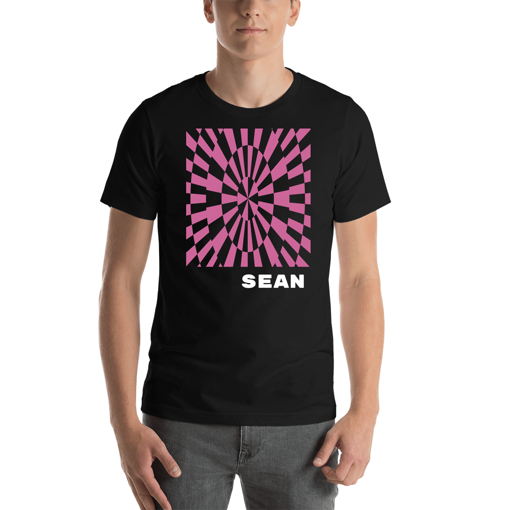 Personalized Retro T-Shirt - Black - Checkered Spiral - Shirt View