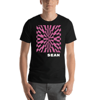 Thumbnail for Personalized Retro T-Shirt - Black - Checkered Spiral - Shirt View