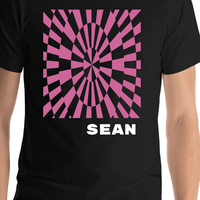 Thumbnail for Personalized Retro T-Shirt - Black - Checkered Spiral - Shirt Close-Up View
