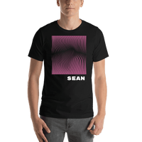 Thumbnail for Personalized Retro T-Shirt - Black - Wave - Shirt View