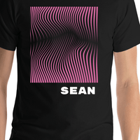 Thumbnail for Personalized Retro T-Shirt - Black - Wave - Shirt Close-Up View