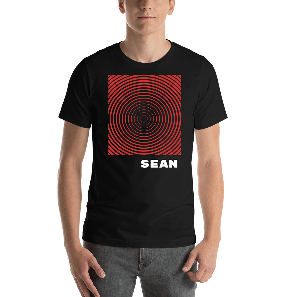 Personalized Retro T-Shirt - Black - Circular Illusion - Shirt View