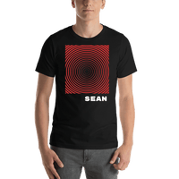 Thumbnail for Personalized Retro T-Shirt - Black - Circular Illusion - Shirt View