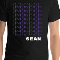 Thumbnail for Personalized Retro T-Shirt - Black - Curve Pattern - Shirt Close-Up View