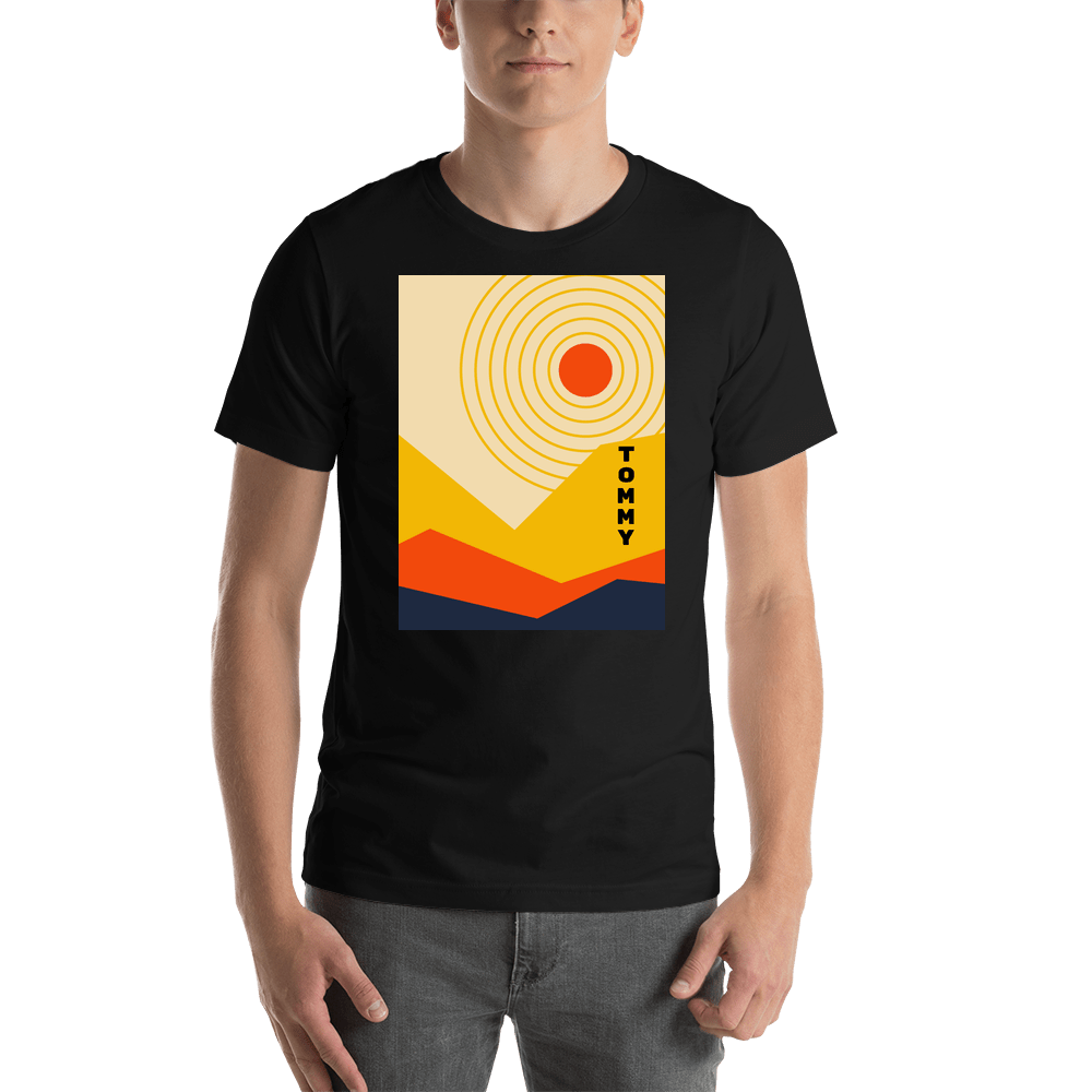Personalized Retro T-Shirt - Black - Sunset - Shirt View