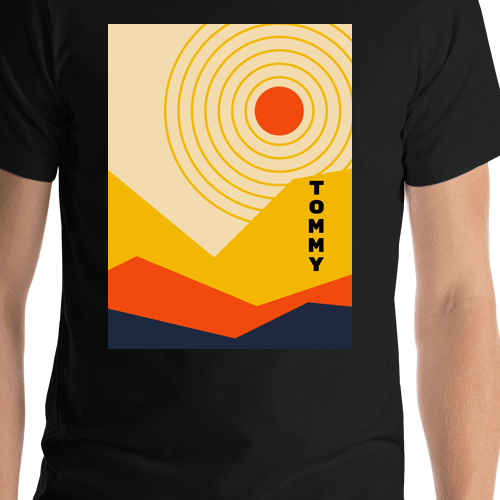 Personalized Retro T-Shirt - Black - Sunset - Shirt Close-Up View
