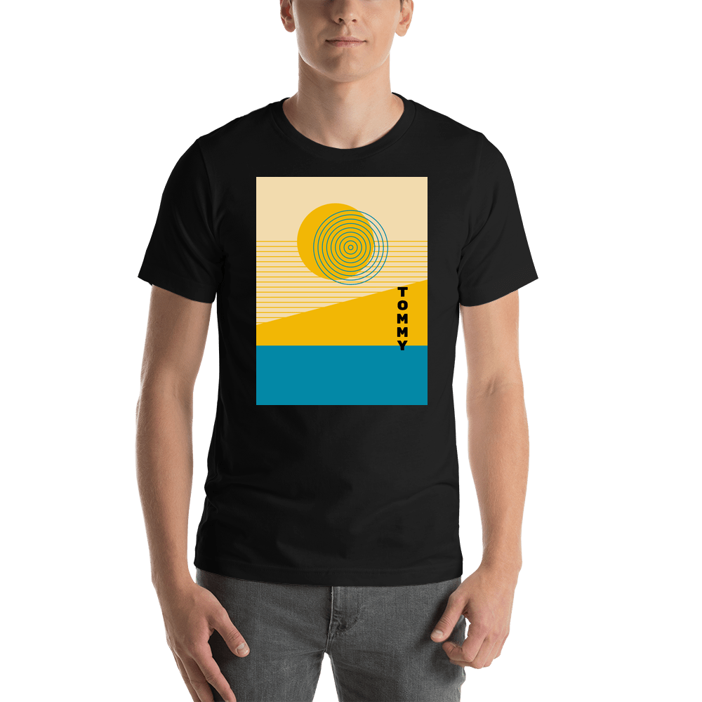 Personalized Retro T-Shirt - Black - Seascape - Shirt View