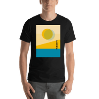 Thumbnail for Personalized Retro T-Shirt - Black - Seascape - Shirt View