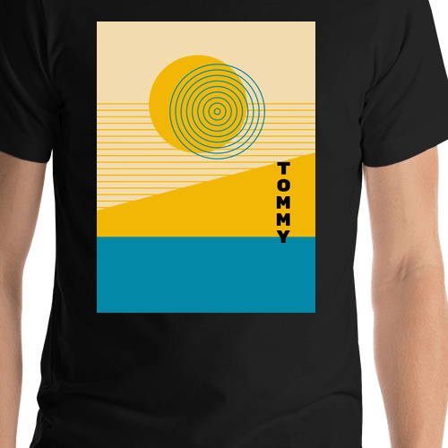 Personalized Retro T-Shirt - Black - Seascape - Shirt Close-Up View