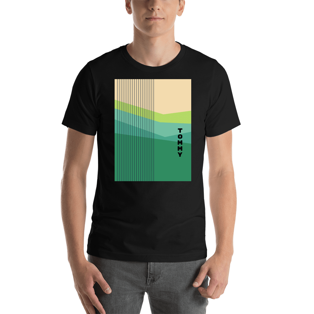 Personalized Retro T-Shirt - Black - Mountain - Shirt View