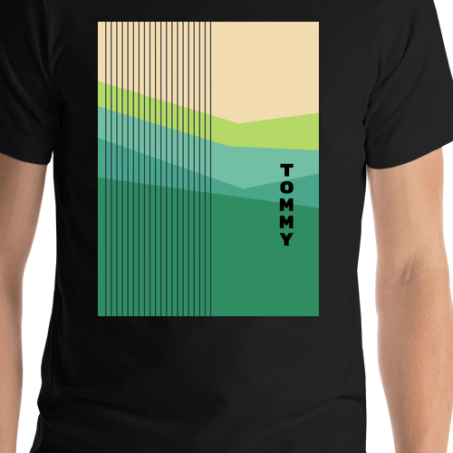 Personalized Retro T-Shirt - Black - Mountain - Shirt Close-Up View