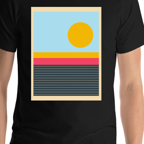 Retro T-Shirt - Black - Landscape - Shirt Close-Up View