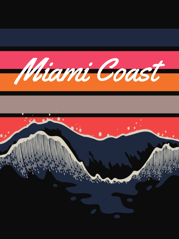 Personalized Retro T-Shirt - Black - Ocean Wave - Decorate View