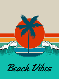 Thumbnail for Personalized Retro T-Shirt - Black - Ocean Wave - Decorate View
