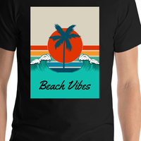 Thumbnail for Personalized Retro T-Shirt - Black - Ocean Wave - Shirt Close-Up View