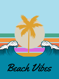 Thumbnail for Personalized Retro T-Shirt - Black - Ocean Wave - Decorate View