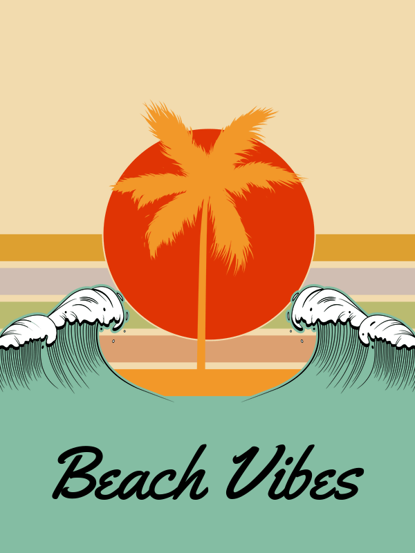 Personalized Retro T-Shirt - Black - Ocean Wave - Decorate View