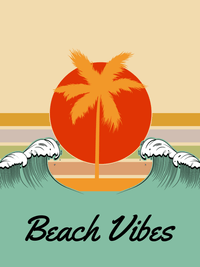 Thumbnail for Personalized Retro T-Shirt - Black - Ocean Wave - Decorate View