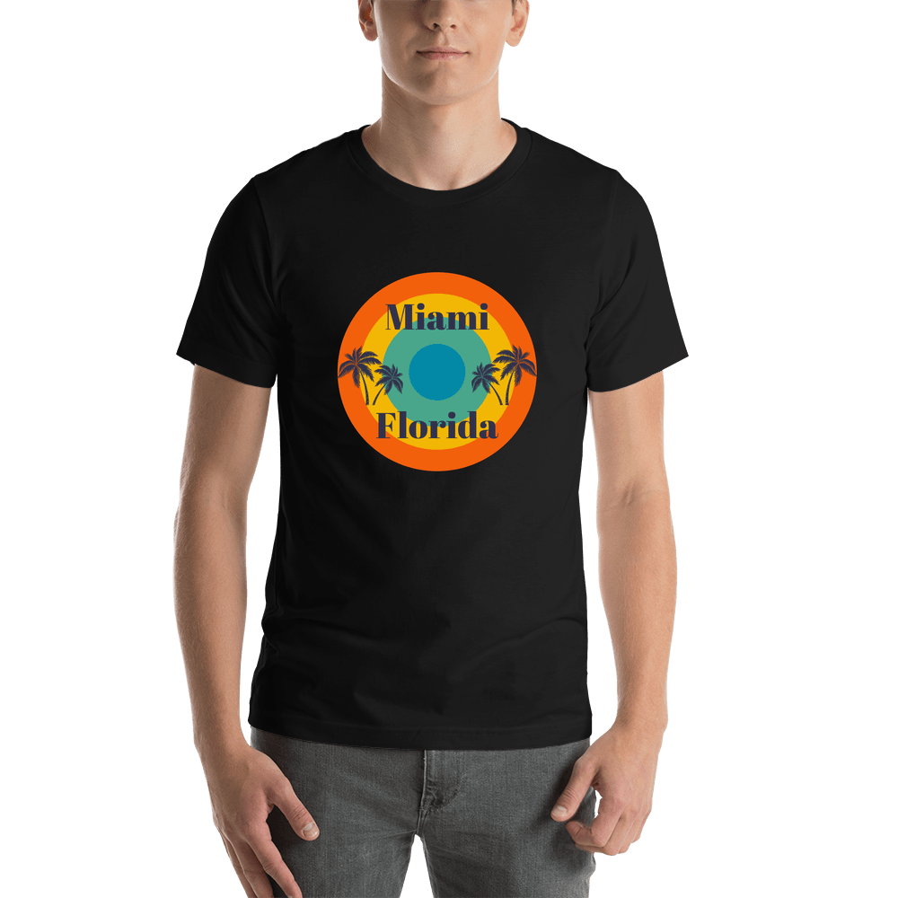 Personalized Retro T-Shirt - Black - Palm Trees - Shirt View