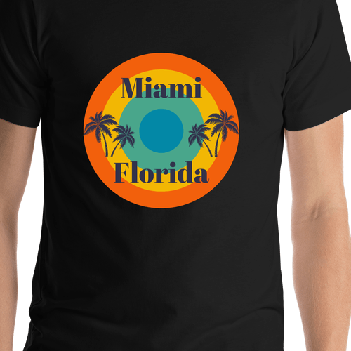 Personalized Retro T-Shirt - Black - Palm Trees - Shirt Close-Up View
