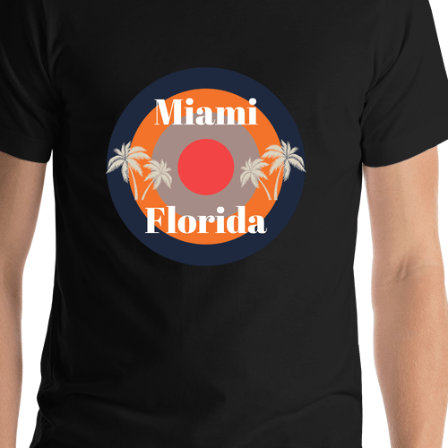 Personalized Retro T-Shirt - Black - Palm Trees - Shirt Close-Up View