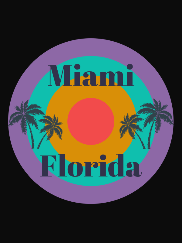 Personalized Retro T-Shirt - Black - Palm Trees - Decorate View