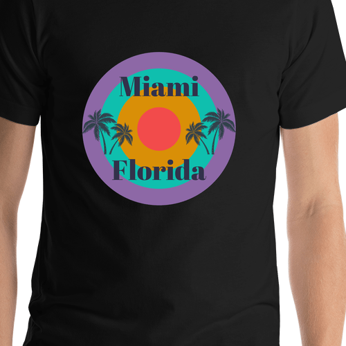Personalized Retro T-Shirt - Black - Palm Trees - Shirt Close-Up View