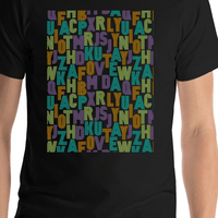 Thumbnail for Retro T-Shirt - Black - Letters - Shirt Close-Up View