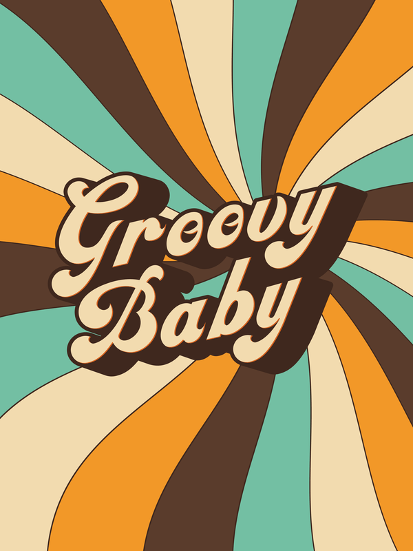 Retro T-Shirt - Black - Groovy Baby - Decorate View