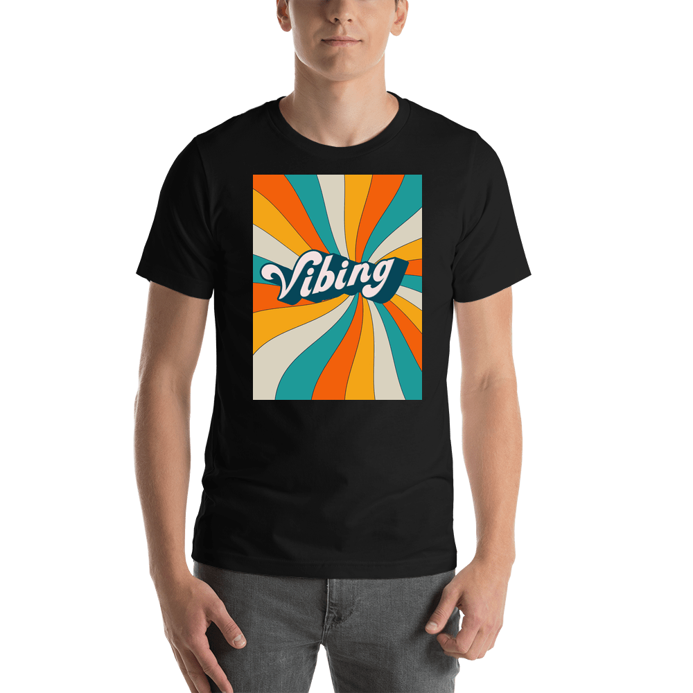 Retro T-Shirt - Black - Vibing - Shirt View