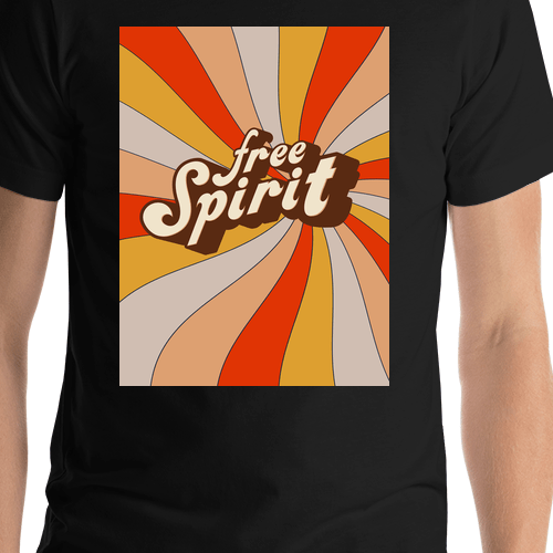 Retro T-Shirt - Black - Free Spirit - Shirt Close-Up View
