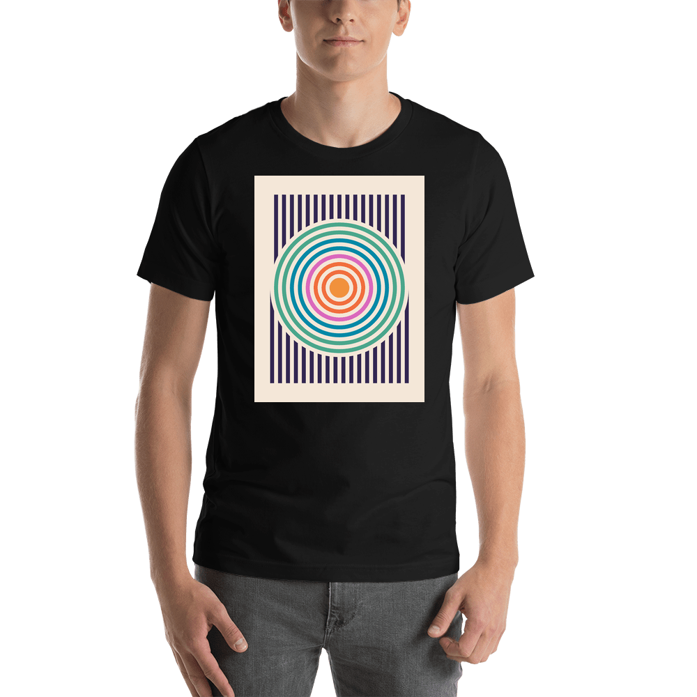 Retro T-Shirt - Black - Circle and Lines - Shirt View