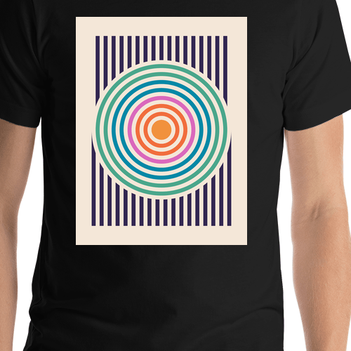 Retro T-Shirt - Black - Circle and Lines - Shirt Close-Up View
