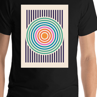 Thumbnail for Retro T-Shirt - Black - Circle and Lines - Shirt Close-Up View