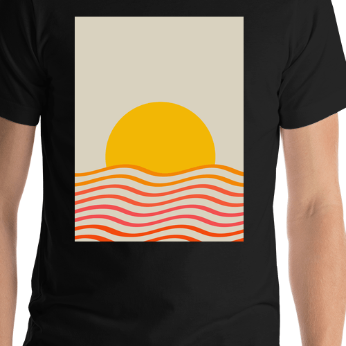 Retro T-Shirt - Black - Sun and Sea - Shirt Close-Up View