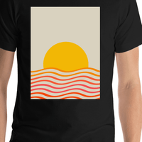 Thumbnail for Retro T-Shirt - Black - Sun and Sea - Shirt Close-Up View