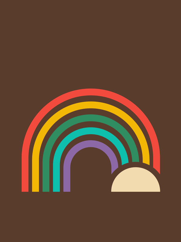 Retro T-Shirt - Black - Rainbow - Decorate View
