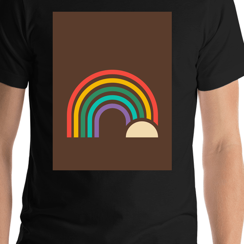 Retro T-Shirt - Black - Rainbow - Shirt Close-Up View