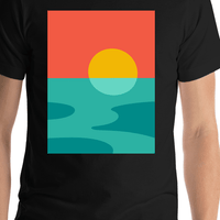 Thumbnail for Retro T-Shirt - Black - The Great Outdoors - Shirt Close-Up View