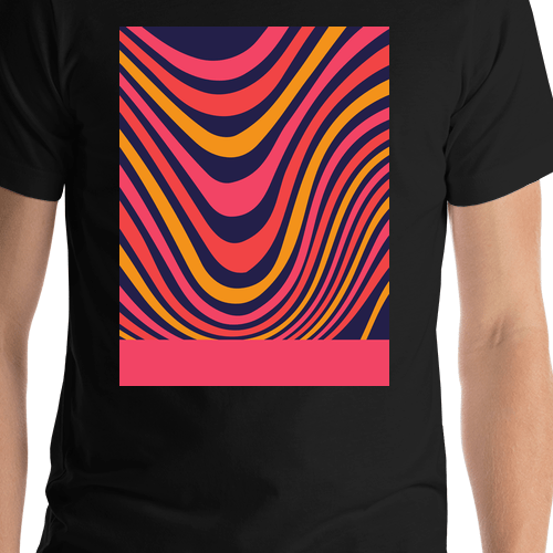 Retro T-Shirt - Black - Waves - Shirt Close-Up View