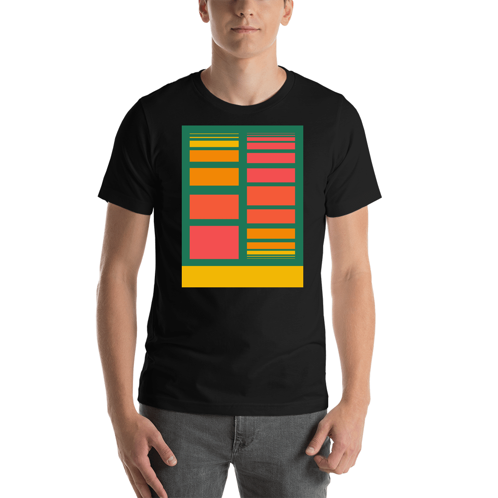 Retro T-Shirt - Black - Gradient Rectangles - Shirt View